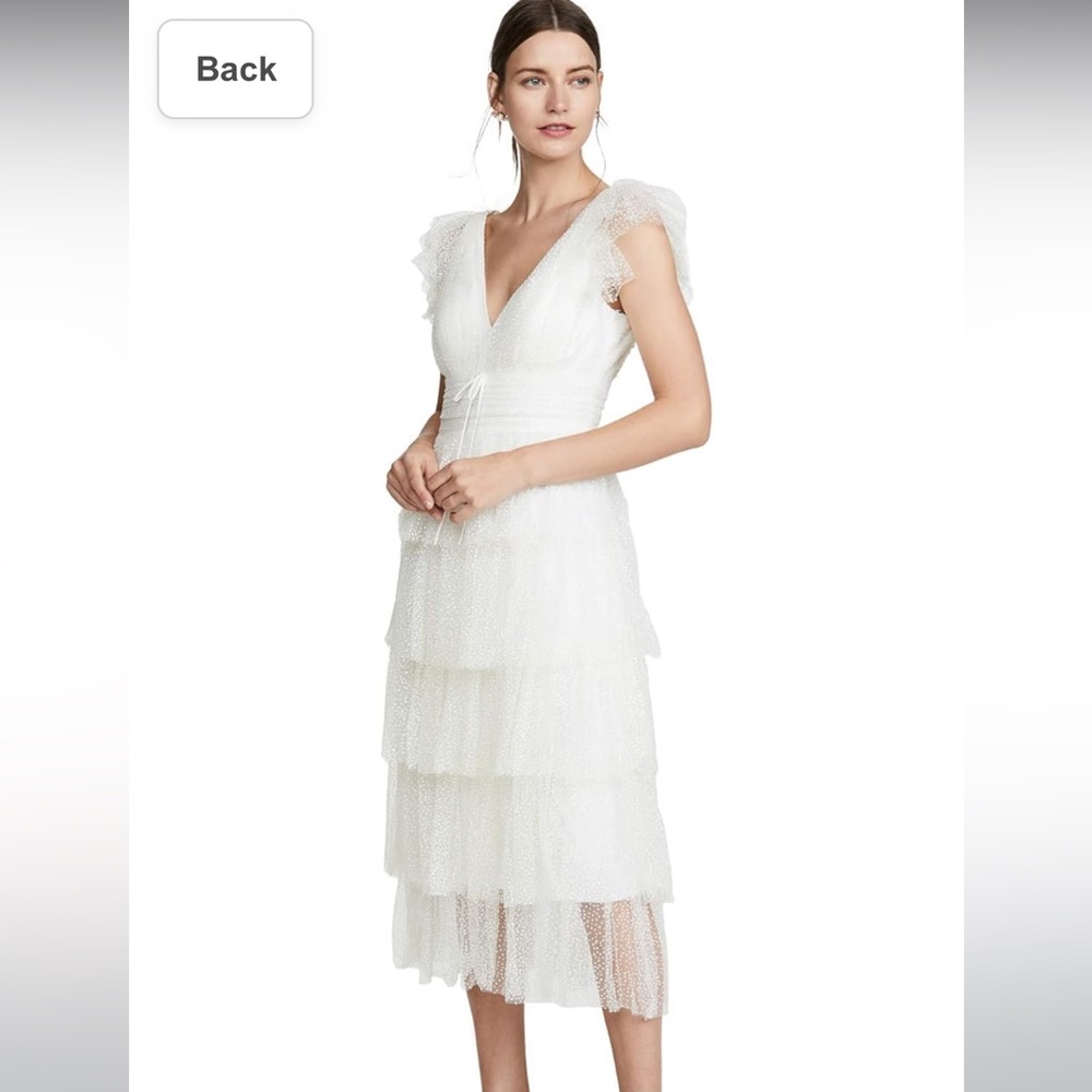 NWT Marchesa Notte White Flutter Sleeve Cocktail Dress 4